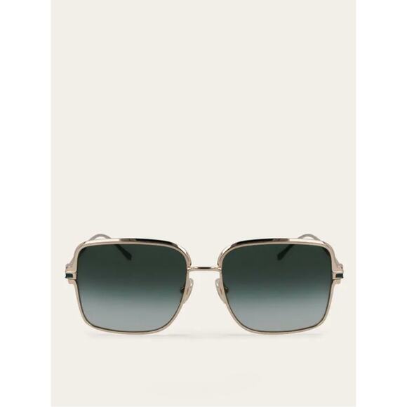 New Salvatore Ferragamo SF317S 750 Gold Frame Sunglasses with Dark Green Lenses